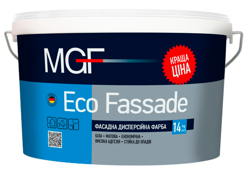 MGF Eco Fassade M690 Фасадна дисперсійна матова фарба призначена для фарбування зовні та всередині приміщень 14кг.